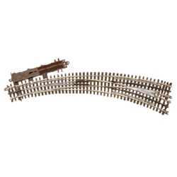 Atlas 6077 O 21st Century Track System Nickel Rail w/Brown Ties 3-Rail O72/O54 Curved Left Hand Turnout