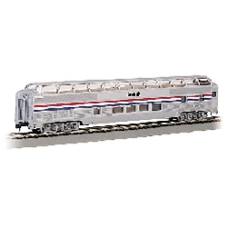 Bachmann 13032 HO Budd 85' Full-Length Dome w/Lights Silver Series Amtrak Phase III