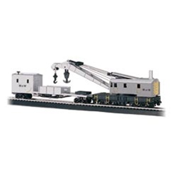 Bachmann 16138 HO 250-Ton Crane Car & Boom Tender Silver Series Maintenance-of-Way Silver Black