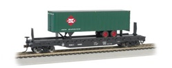 Bachmann 16702 HO 52' 6" Flatcar w/35' Piggyback Trailer Series Baltimore & Ohio w/REA Trailer Car Green Trailer 160-16702