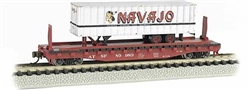 Bachmann 16751 N 52'6" Flatcar w/ 35' Trailer Series Santa Fe #89989 Navajo Trailer