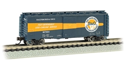 Bachmann 17064 N AAR 40' Steel Boxcar Silver Series Baltimore & Ohio 467603 Timesaver Scheme