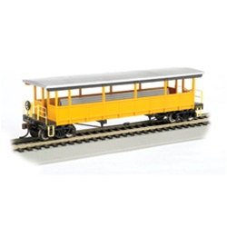 Bachmann 17448 HO Open-Sided Excursion Car w/Seats Series Unlettered Yellow-Silver