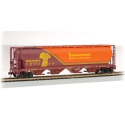 Bachmann 19140 HO Canadian Cylindrical 4-Bay Grain Hopper Series Saskatchewan Grain Car Corp. Brown