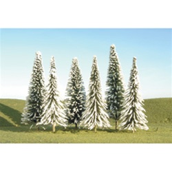 Bachmann 32002 HO Snow-Covered Winter Pine Trees SceneScapes 5 to 6" Pkg 6