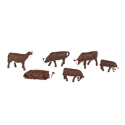 Bachmann 33102 HO Cows SceneScapes Brown & Pkg 6