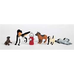 Bachmann 33108 HO Dogs w/ Fire Hydrant SceneScapes 5 Pieces