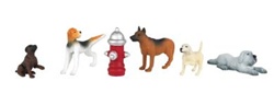 Bachmann 33158 O SceneScapes Dogs With Fire Hydrant Pkg 6