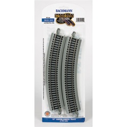 Bachmann 44501 HO Curved Track w/ Nickel Rail & Roadbed E-Z Track 18" Radius Pkg 4