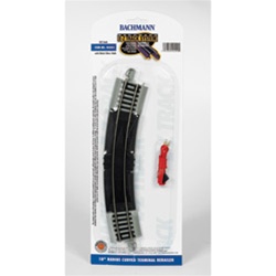 Bachmann 44502 HO Curved Track w/ Nickel Rail & Roadbed E-Z Track 18" Radius Terminal Rerailer