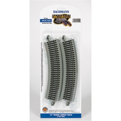 Bachmann 44505 HO Curved Track w/Nickel Rail & Roadbed E-Z Track 15" Radius Pkg 4