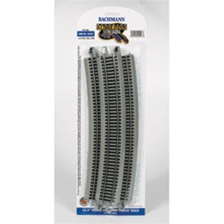 Bachmann 44507 HO Curved Track w/Nickel Rail & Roadbed E-Z Track 35-1/2" Radius 18-Degree Curve Pkg 5