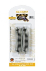 Bachmann 44823 N Curved Track w/Nickel Rail & Roadbed E-Z Track 14" Radius Half Section Pkg 6