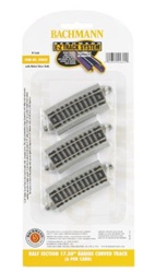 Bachmann 44825 N Curved Track w/Nickel Rail & Roadbed E-Z Track 17-1/2" Radius Half Section Pkg 6