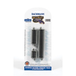 Bachmann 44829 N Straight Track w/Nickel Rail & Roadbed E-Z Track Assorted Short Sections Pkg 6