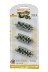 Bachmann 44834 N Curved Track w/Nickel Rail & Roadbed E-Z Track 15-1/2" Radius Quarter Section Pkg 6 