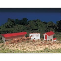 Bachmann 45152 HO Plasticville Kit Farm Buildings w/Animals