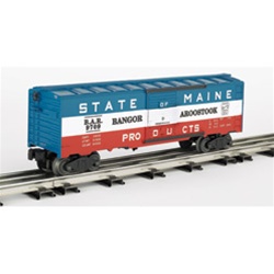 Bachmann 47049 O 40' Steel Boxcar 3-Rail Williams Bangor & Aroostook #9709 Red White Blue State of Maine 160-47049