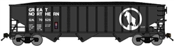 Bluford 14551 N 70-Ton 3-Bay 14-Panel Hopper w/Load Great Northern Black White Large Rocky Silhouette