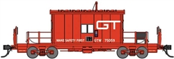 Bluford 24411 N Steel Transfer Caboose w/Short Roof Grand Trunk Western 75059 Red Make Safety First Slogan 188-24411