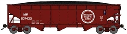 Bluford 73921 N 70-Ton Offset-Side 3-Bay Hopper w/ Load Missouri Pacific Large Buzzsaw Logo