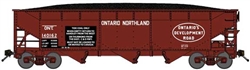 Bluford 74114 N 70-Ton Offset-Side 3-Bay Hopper w/Load Ontario Northland #140120