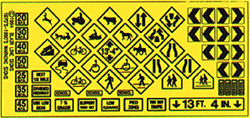 Blair Line 105 HO Highway Signs Warning #1 1971-Present Black yellow