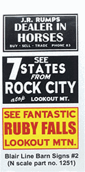 Blair Line 1251 N Barn Sign Decals Set #2 Dealer In Horses See Ruby Falls See Rock City