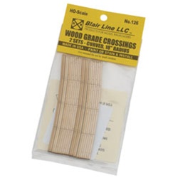 Blair Line 126 HO Laser-Cut Curved 2-Lane Wood Grade Crossing Pkg 2 18" Radius