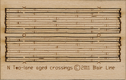 Blair Line 20 N Wood Grade Crossing Kit Laser-Cut Wood Kit Rough-Cut Two Lane Pkg 2