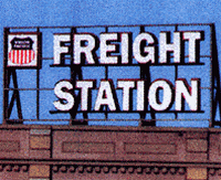 Blair Line 2503 Laser-Cut Wood Billboard Kits Large Freight Station w/30 Railroad Heralds