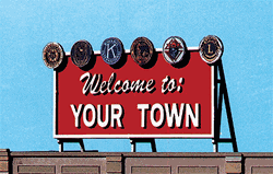 Blair Line 2528 Laser-Cut Wood Billboard Kits Large for HO S & O Welcome to Yourtown 3.50 x 2.10" 184-2528