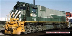 Bowser 24861 HO MLW M630 Standard DC Executive Line British Columbia Railway 707 Two-Tone Green Nose Stripes Inset Ditch Light