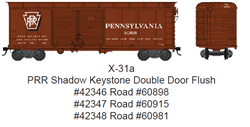 Bowser 42346 HO Class X31a 40' Double-Door Flush-Roof Boxcar Pennsylvania 60898 Tuscan Shadow Keystone