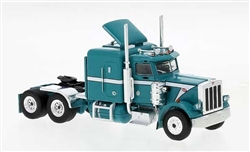 Brekina 85710 HO 1973 Peterbilt 359 Sleeper-Cab Tractor Assembled Turquoise White