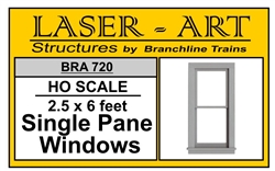 Branchline 720 HO Windows Laser-Art Single-Pane 30 x 72" Pkg 6