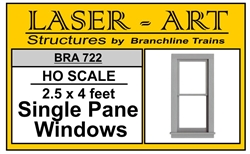 Branchline 722 HO Windows Laser-Art Single-Pane 30 x 48" Pkg 6 181-722