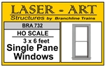 Branchline 732 HO Windows Laser-Art Single-Pane 36 x 72" Pkg 6