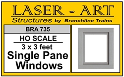 Branchline 735 HO Windows Laser-Art Single-Pane 36 x 36" Pkg 12