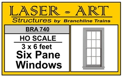 Branchline 740 HO Windows Laser-Art 6-Pane 36 x 72" Pkg 6