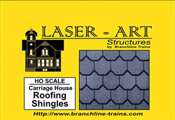 Branchline 903 HO Laser-Art Roofing 9 x 12" 22.9 x 30.5cm Sheet Pkg 2 Carriage-Style Shingles 181-903