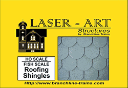 Branchline 907 HO Laser-Art Roofing 9 x 12" 22.9 x 30.5cm Sheet Pkg 2 Fish Scale Shingles 181-907