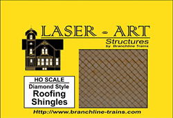 Branchline 908 HO Laser-Art Roofing 9 x 12" Sheet Pkg 2 Diamond-Style Shingles