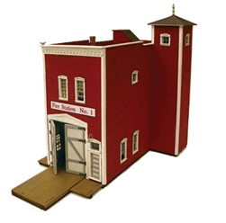 B.T.S. 27235 HO Fire Station No. 1 Cabin Creek Series Laser-Cut Wood Kit