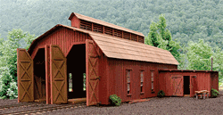 B.T.S. 27445 HOn3 McCabe Lumber Rail Facility Kit Laser-cut Wood Two-Stall Engine House