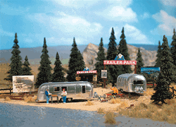 Busch 1054 HO Trailer Park Scene w/2 Airstream Trailers