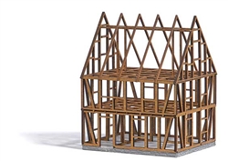 Busch 1370 HO Half-Timbered House Frame Under Construction Laser-Cut Kit