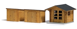 Busch 1529 HO Wood Garden Shed & 2 Tool Sheds Laser-Cut Kits