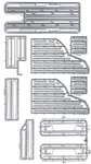 Busch 1999 HO Large Rain Gutter Set 7 Sprues of Mixed Gutter Details