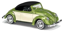 Busch 46735 HO 1949 Volkswagen Beetle Convertible Assembled Top Up metallic Green White Black